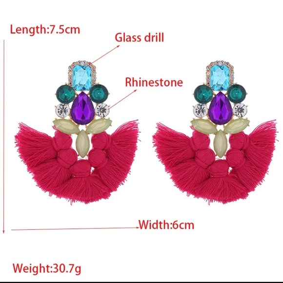 BOHO BABE 💋 Color & Glamour Fringe Statement Earrings - Picture 2 of 2